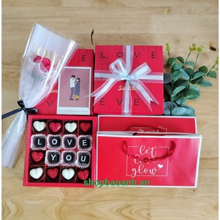 Chocolate Socola Valentine, 8/3 hình trái tim kèm túi xách xinh xinh hộp 16 viên