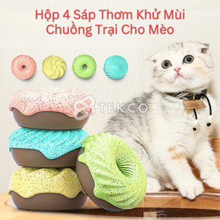 Hộp 4 Sáp Thơm Khử Mùi Chuồng Trại Cho Chó Mèo Hình Donut - Hộp Sáp Thơm Khử Mùi Nhà Vệ Sinh