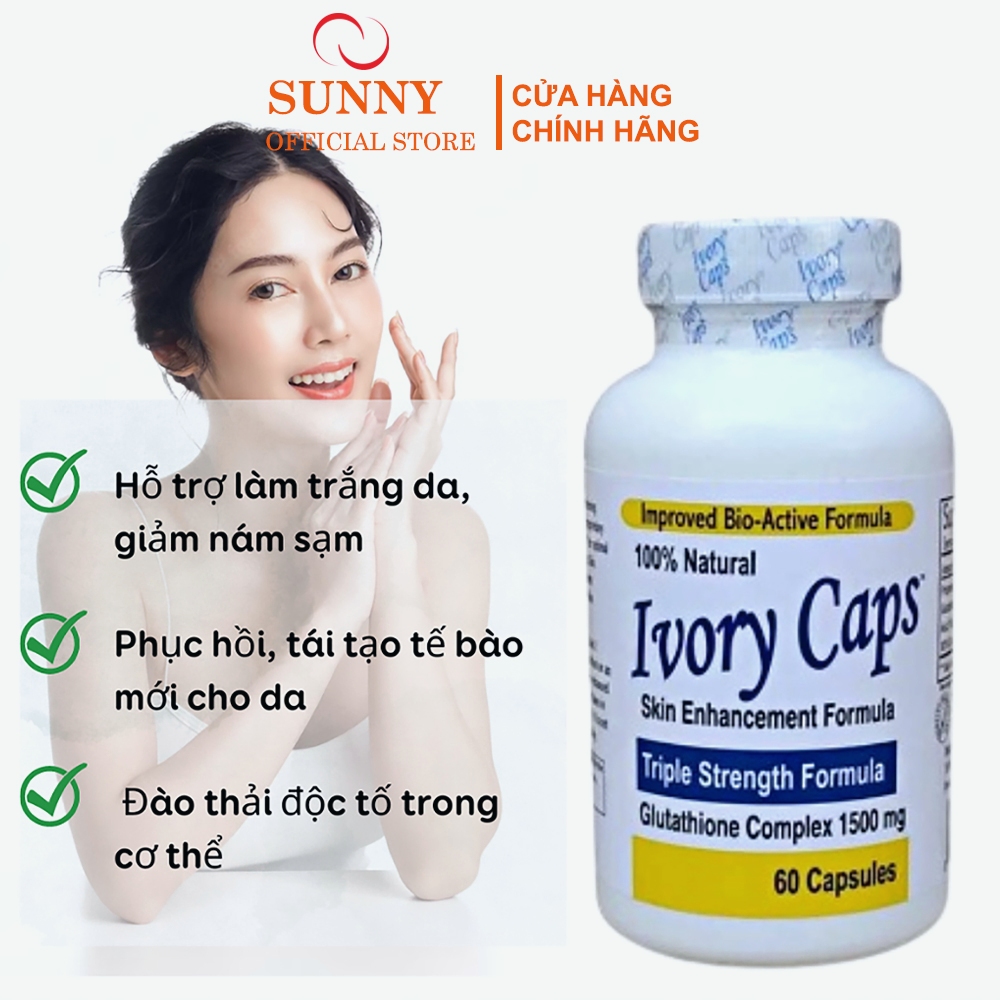 Viên Uống Trắng Da Glutathione Hết Nám Tàn Nhang Hãng Ivory Caps