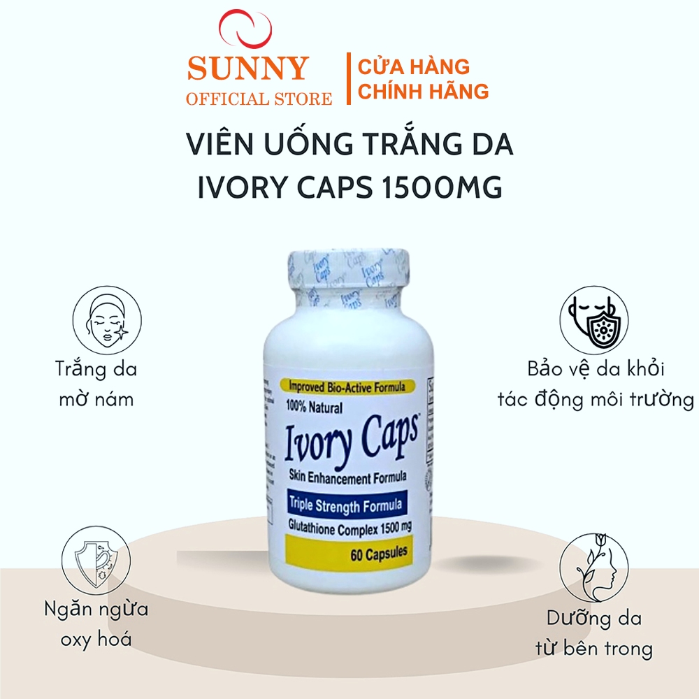 Viên Uống Trắng Da Glutathione Ivory Caps Hết Nám Tàn Nhang Nhập Khẩu Mỹ Hộp 60 Viên