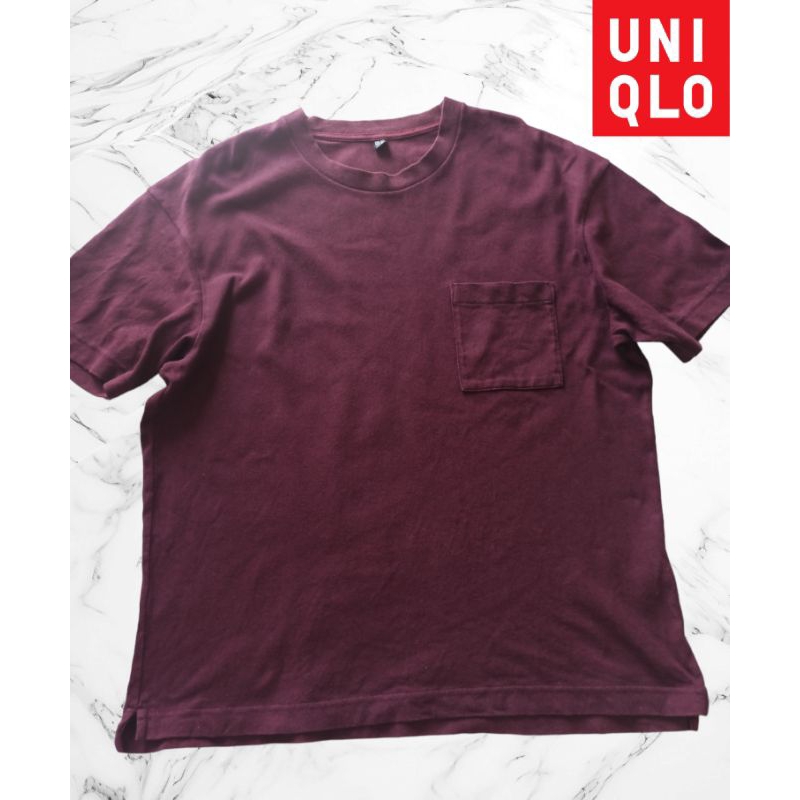 Áo Thun Uniqlo Real 2hand Đỏ Đô Ngả Tím (Xem thông tin ở phần mô tả)