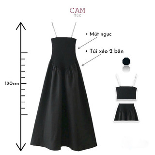 Đầm Maxi Hai Dây Sợi Bún, Đầm Maxi Xoè, Đầm Hai Dây Dài Cho Nữ, Đầm Maxi Đi Biển