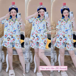 BỘ QUẦN ÁO THUN TAY NGẮN FREESIZE 50-80KG DORAEMON DOREMON
