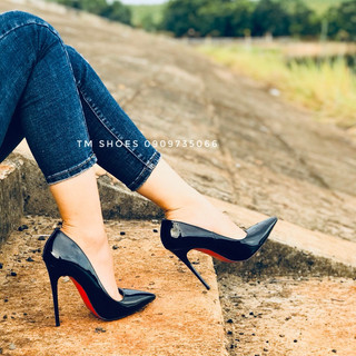 Giày Cao Gót Mũi Nhọn màu đen cao 9-10 cm