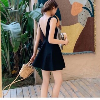  Váy xòe Đầm xòe dáng ngắn sát nách cổ tim sau sexy tôn dáng có bigsize 40kg-120kg 