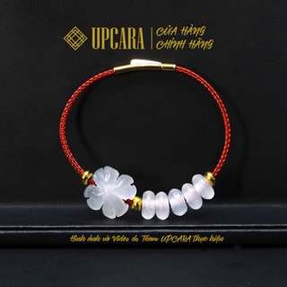 Vòng tay cỏ bốn lá may mắn và ngũ điếu trắng chất liệu thạ.ch a n h trắng bạch thiên nhiên hợp mệnh kim và thuỷ UPCARA