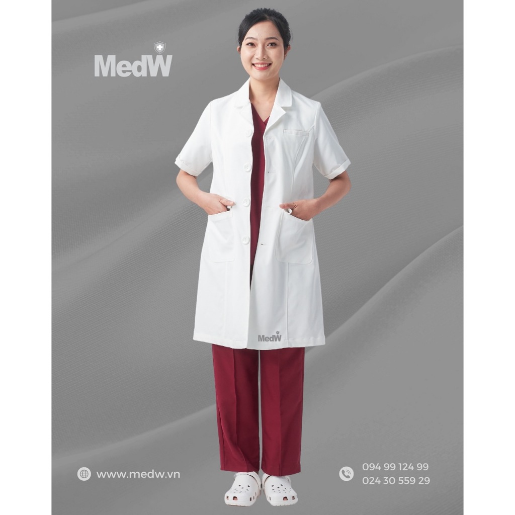 MedW Ceres Lab Coat (Nữ) Áo Blouse Dược Sĩ Trang Phục Y Tế Dược Sĩ, Chuyên Gia Dinh Dưỡng, Spa Thẩm Mỹ, Da Liễu