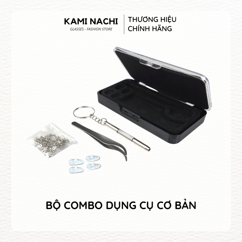 Bộ combo dụng cụ cơ bản KAMI NACHI sửa chữa kính tại nhà gồm ốc, đệm mũi, tua vít, nhíp