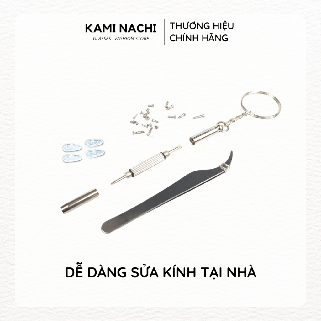 Bộ combo dụng cụ cơ bản KAMI NACHI sửa chữa kính tại nhà gồm ốc, đệm mũi, tua vít, nhíp