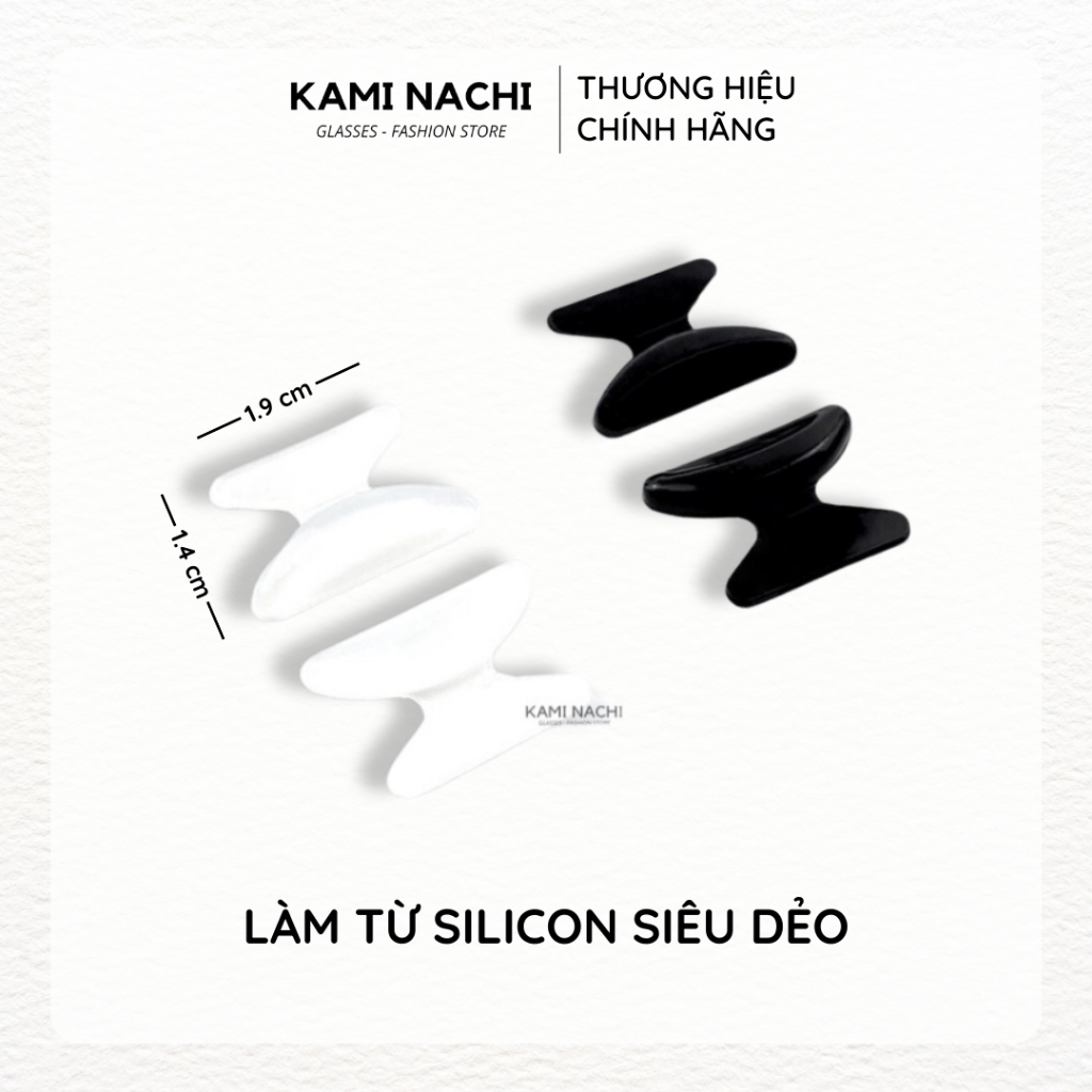 Bộ 2 miếng đệm mũi silicon có mặt dán keo hình bán nguyệt cho mắt kính KAMI NACHI