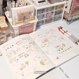 Sổ Planner 2024 Planwith nhiều màu bìa PU lập kế hoạch hàng ngày, quản lý thời gian