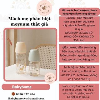 Bình sữa Moyuum bông cúc Daisy, Moyuum mây Cloud, Moyuum lạc đà, Moyuum trơn vàng gold Hàn Quốc cho bé 170ml- 270ml