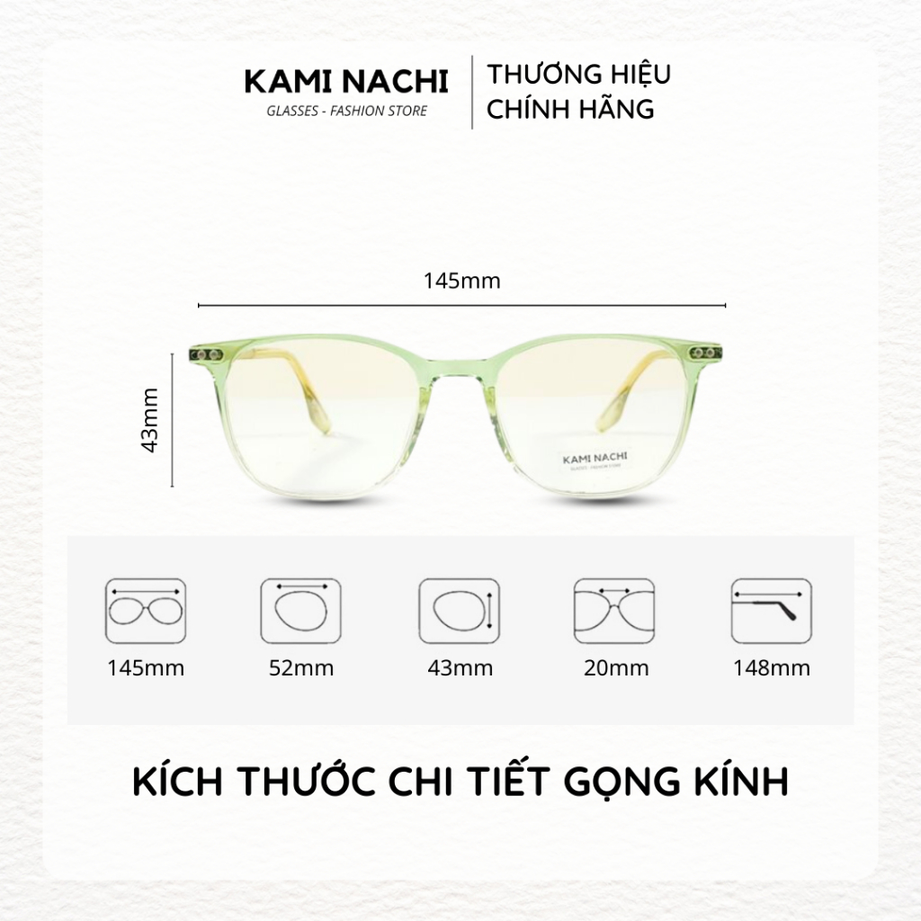 Gọng kính nhựa phối kim loại KAMI NACHI phong cách Hàn Quốc 8876
