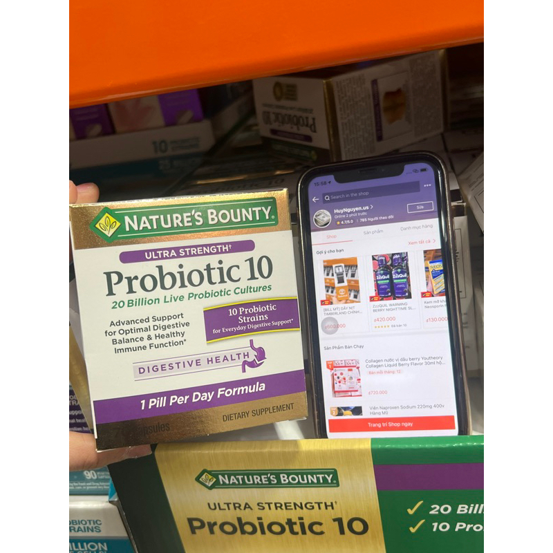 Hỗ trợ hệ tiêu hóa và đường ruột Nature’s Bounty Advanced Probiotic 10 70 viên