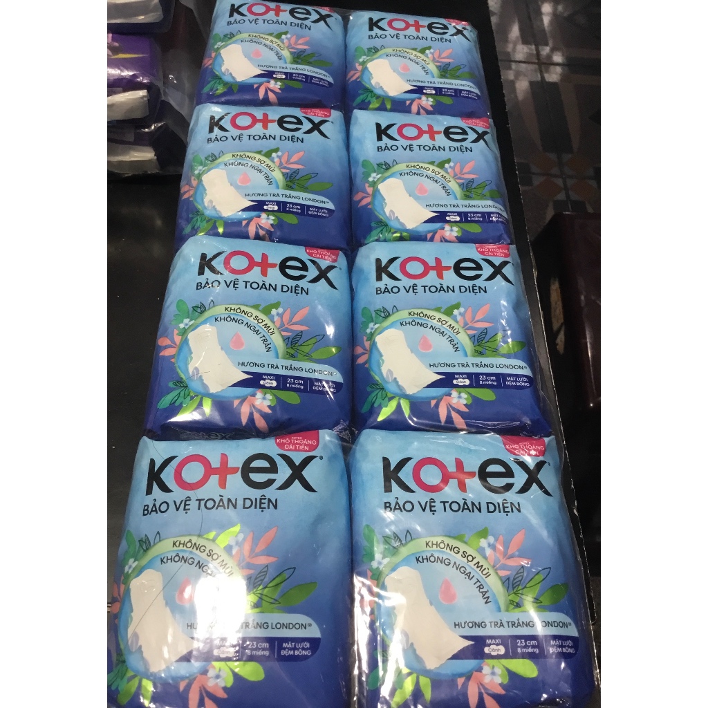 Hcm -(23cm Dày Cánh) Combo 8 Gói Băng Vệ Sinh Kotex Bảo Vệ Toàn Diện - Kotex Khô Thoáng Maxi Cánh - 