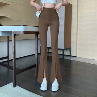Quần loe nữ quần ống loe nữ xẻ tà khoá kéo