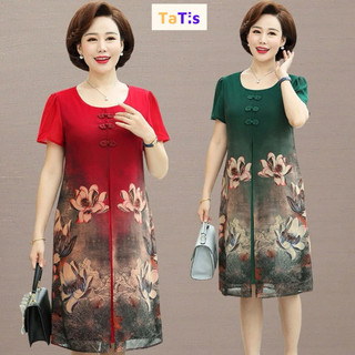 Đầm suông dự tiệc trung niên, kiểu đầm suông bigsize, đầm bigsize trung niên xẻ tà u50 u60 mã xt1