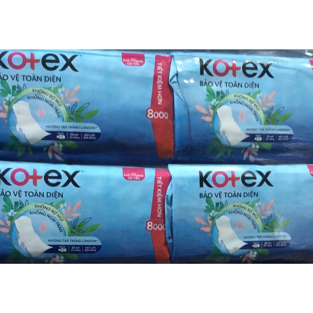 (Gói Lớn 20 Miếng)- (23cm Dày Cánh) Combo 4 Gói Băng Vệ Sinh Kotex Bảo Vệ Toàn Diện - Kotex Khô Thoá