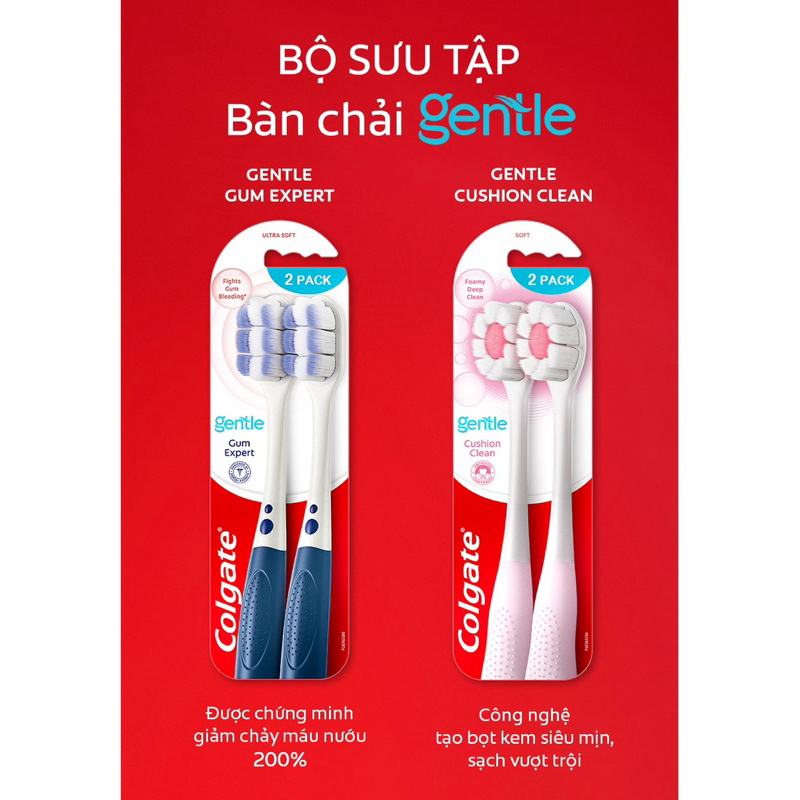 Bộ 2 Bàn chải đánh răng Colgate Gentle Gum Expert Cushion Clean Charcoal