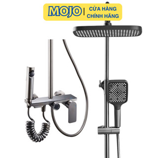 Bộ Cây Sen Tắm Đứng Nóng Lạnh Đồng Thau Mạ Nano Xám Bộ Vòi Sen Tắm 4 Chế Độ Cao Cấp MOJO