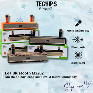 Loa bluetooth karaoke m2202 kèm 2 micro không dây, công suất lớn, âm thanh cực khủng, pin trâu, bass căng