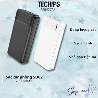 Pin Sạc Dự Phòng Hoco SU02 20000mAh, Đèn Báo Pin, 2 Cổng Ra, Tích Điện, Hỗ Trợ Sạc Nhiều Thiết Bị Cùng Lúc