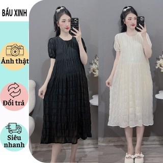 ĐẦM BẦU MÙA HÈ SIỀU MỀM MÁT V719 - ĐẦM BẦU THIẾT KẾ TƠ NHĂN 2 LỚP SANG CHẢNH DÁNG TIỂU THƯ MỀM MẠI MẶC ĐI LÀM ĐI CHƠI