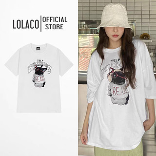 Áo thun, phông form rộng tay lỡ nam nữ  BULLDOG YSLP chất cotton cao cấp LOLACO