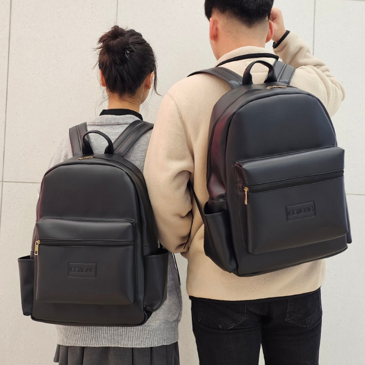 Balo da pu thời trang GENBAG balo đi học nam nữ có ngăn bí mật phong cách Hàn Quốc BL29