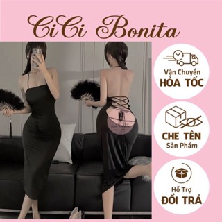 Váy ngủ cosplay cô vợ đảm đang-Đầm ngủ 2s thun tôn dáng hở lưng xẻ sâu CV127 CICI BONITA HCM