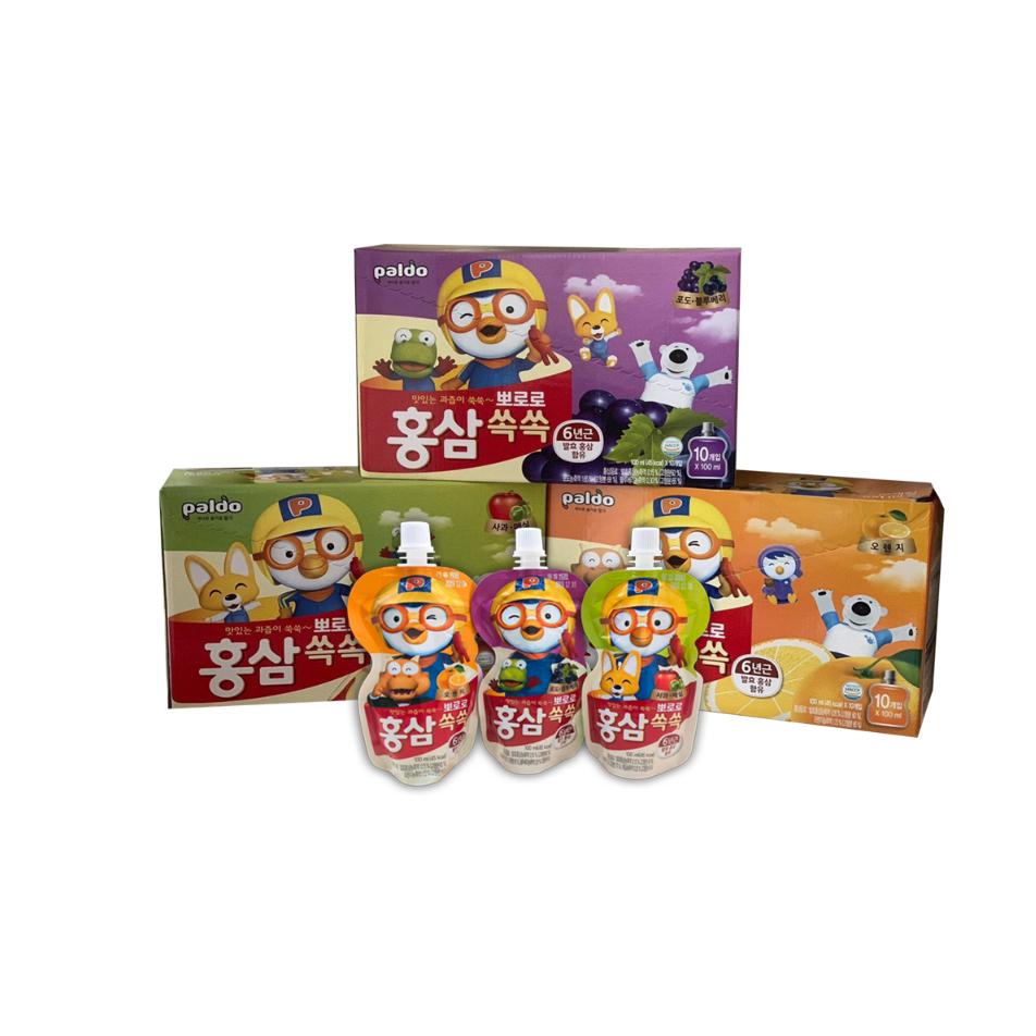 Nước Hồng Sâm Trái Cây Paldo Pororo Hàn Quốc (hộp 10 gói)