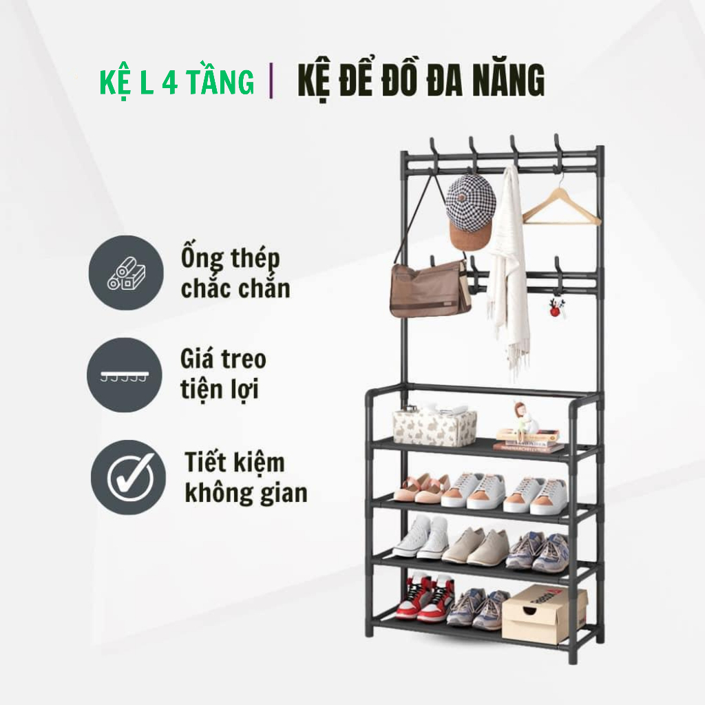 Kệ Để Giày Chữ L 4 Tầng Đa Năng 2 Trong 1Bách Hóa GiayDep. Store