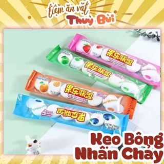 Hộp 30 Kẹo Bông Dẻo Marshmallow Bánh Bao Nhân Chảy Vị Trái Cây Thái Lan, Kẹo Marshmallow Có Nhân