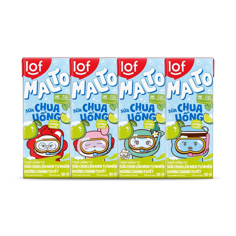 SỮA CHUA UỐNG LOF MALTO LỐC 4 HỘP x 180ML