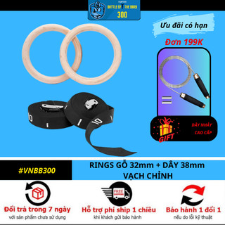 [Vnbb300] - VÒNG TREO XÀ CALISTHENICS, GYM, YOGA gỗ 32mm dây đánh số 38mm - VNBB300