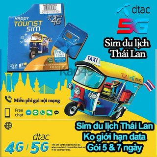 Sim du lịch thái lan| sim dtac thái lan. Unlimited data, gói 5-7 ngày linh hoạt theo nhu cầu khách
