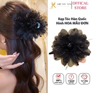 Kẹp Tóc Càng Cua Hàn Quốc Hình Hoa Mẫu Đơn Đính Lông Vũ Siêu Nhẹ Cho Nữ Đi Học, Đi Làm, Đi Chơi, Đi Tiệc