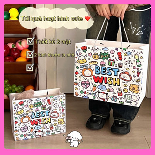 Túi giấy đựng quà tặng mỹ phẩm thú vui nhộn cute túi kraft mặt gương cao cấp có quai xách nhiều kích thước siêu đa năng
