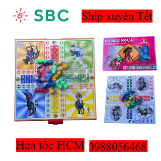 Cờ cá ngựa hộp nhựa loại to 42 x 42 cm - Cờ đua ngựa - Trò chơi giải trí thông minh và may mắn