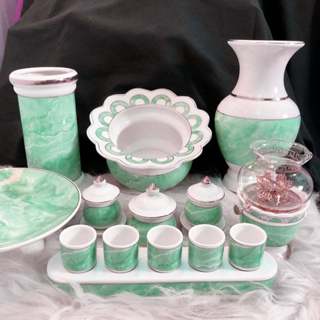 Combo Đầy Đủ Bộ Lư Hương + Chung + Dĩa + Bình Cắm Hoa Trang Trí Thờ Cúng Cho Ban Thờ Thần Tài Thổ Địa