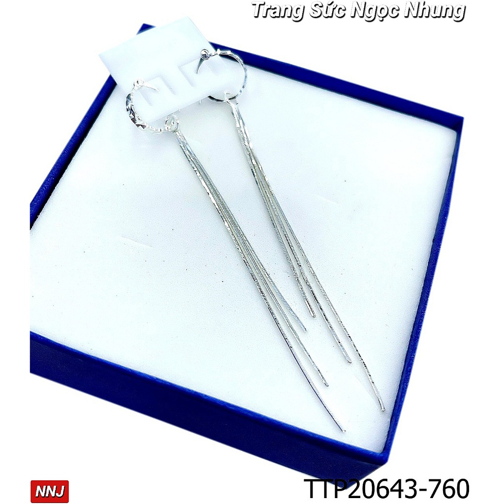 Bông tai kiểu 3 tua dài bạc ý-M107