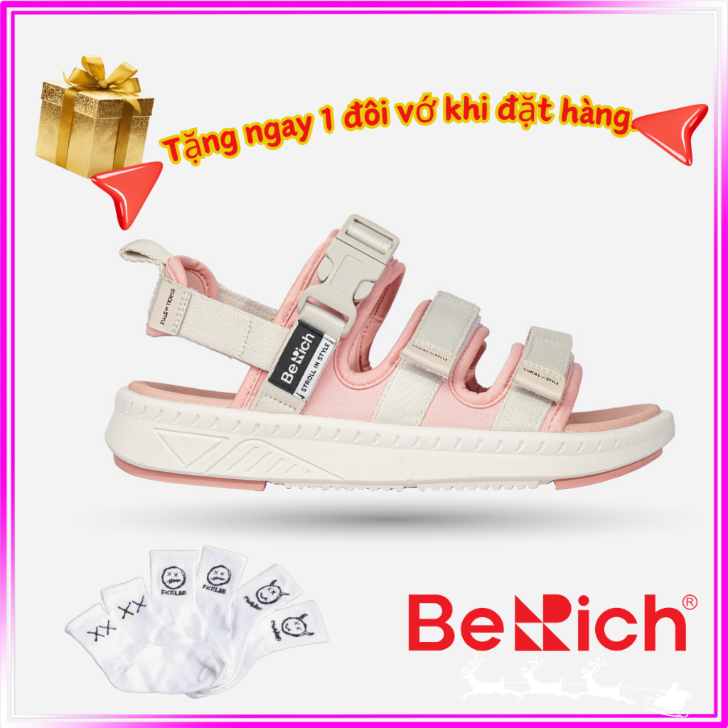 Giày Sandal BeRich Nữ 3 quai,BE279,Màu:Hồng Kem,đế Phylon đệm cao su tăng ma sát.