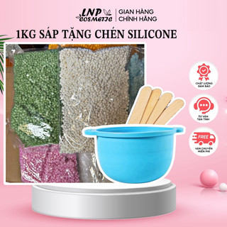 1kg sáp wax lông nóng  giá rẻ tặng kèm chén silicone giúp triệt lông nách , tay chân , râu ,bikini