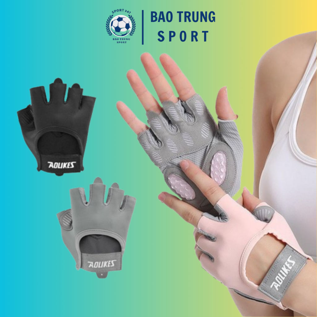 Găng Tay Tập Gym Nữ Hở Ngón Chống Trượt Cao Cấp Tập Yoga, Gym, Goft, Đạp Xe Aolikes HS-119 và HS-121