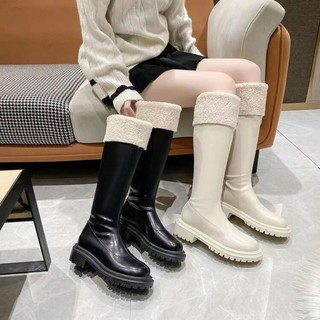 Giày bốt đùi cổ lông đế cao 5cm hàng qc