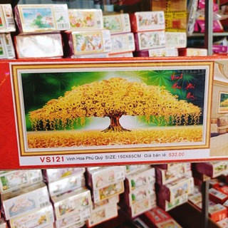Tranh đính đá-tranh thêu chữ thập  Cây Tài Lộc , giàu sang phú quý (VS121,lv3135,lv135)