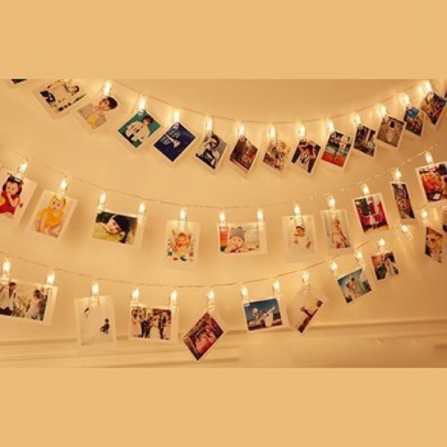 Dây đèn kẹp ảnh có đèn led 4 mét chạy bằng pin (gồm 20 kẹp)- Hana Party