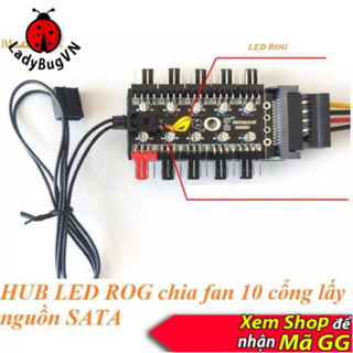 ✅Fan hub PWM✅ Bộ chia fan hub 10 cổng Hub Fan chia 1 ra 10 quạt Dây có điều tốc PWM Fan hub 10 cổng có Led RGB Sata PC