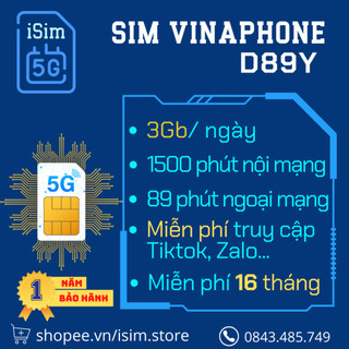 Sim 5g vinaphone d89y, 3gb/ngày