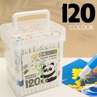 Bút màu acrylic marker hộp 120 màu cao cấp vẽ lên nhiều chất liệu màu sắc tươi sáng chống thấm nước không nhoè - kodomo